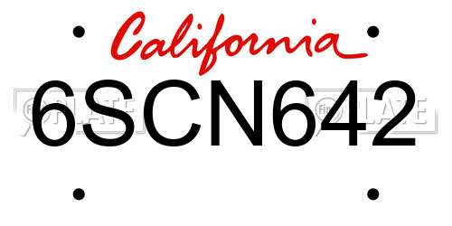 6SCN642 California License Plate