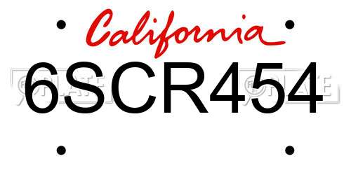 6SCR454 California License Plate