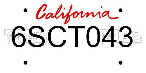 6SCT043 California License Plate