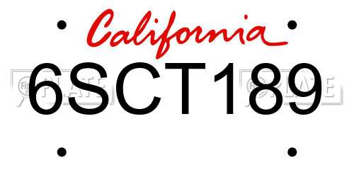 6SCT189 California License Plate