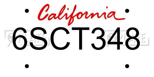 6SCT348 California License Plate