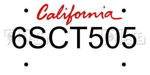 6SCT505 California License Plate