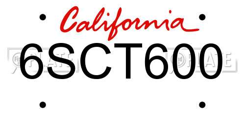 6SCT600 California License Plate