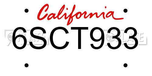 6SCT933 California License Plate