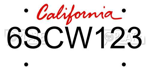 6SCW123 California License Plate