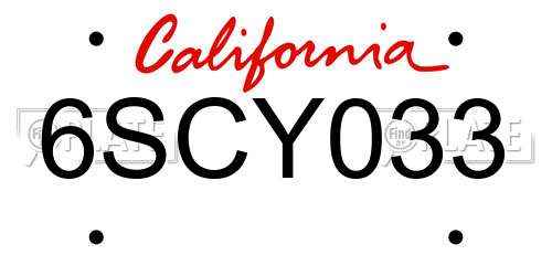 6SCY033 California License Plate