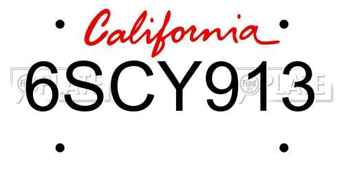 6SCY913 California License Plate