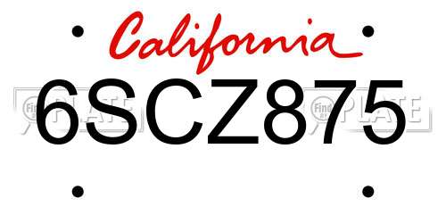 6SCZ875 California License Plate