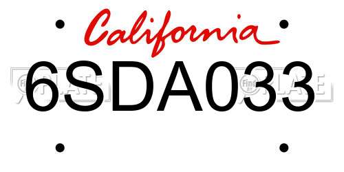 6SDA033 California License Plate