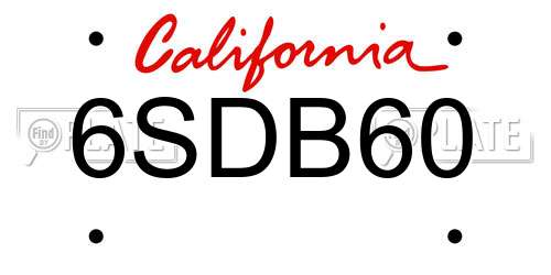 6SDB60 California License Plate
