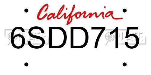 6SDD715 California License Plate