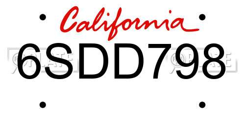 6SDD798 California License Plate