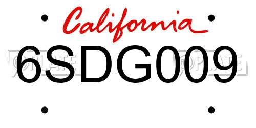 6SDG009 California License Plate