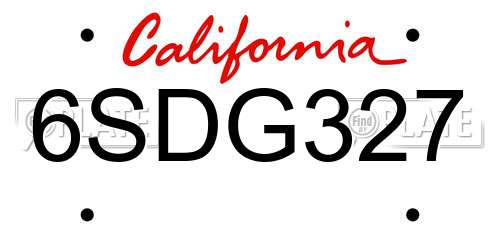 6SDG327 California License Plate