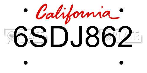 6SDJ862 California License Plate