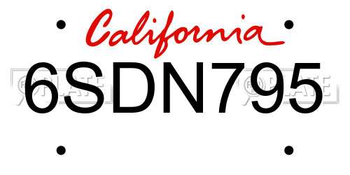 6SDN795 California License Plate