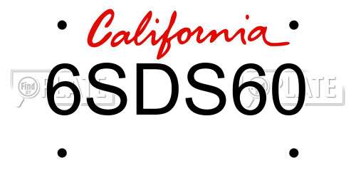 6SDS60 California License Plate