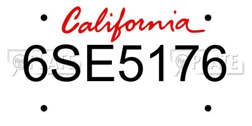 6SE5176 California License Plate