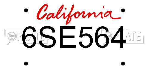 6SE564 California License Plate