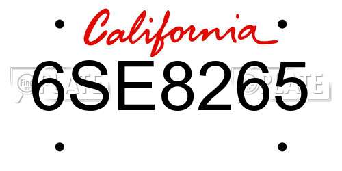 6SE8265 California License Plate