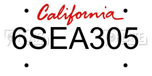 6SEA305 California License Plate