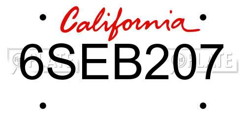 6SEB207 California License Plate