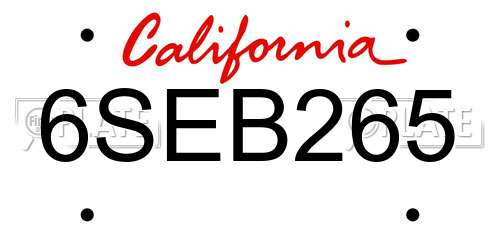 6SEB265 California License Plate