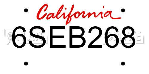 6SEB268 California License Plate