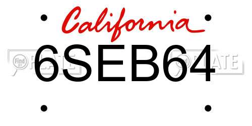 6SEB64 California License Plate
