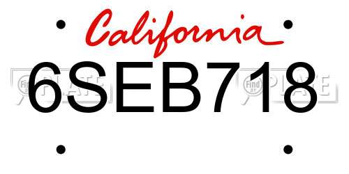 6SEB718 California License Plate