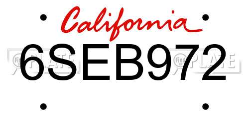 6SEB972 California License Plate