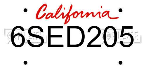 6SED205 California License Plate
