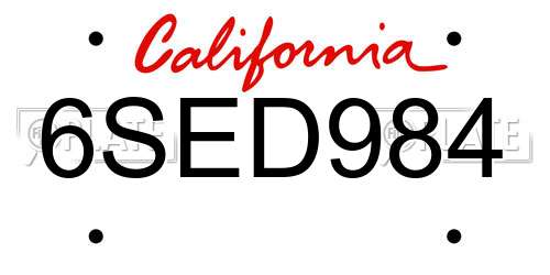 6SED984 California License Plate