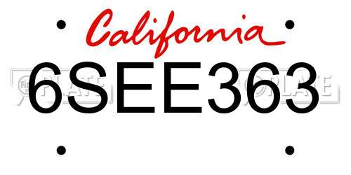 6SEE363 California License Plate