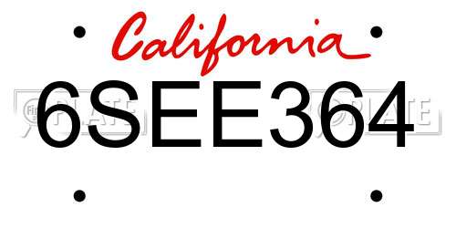 6SEE364 California License Plate