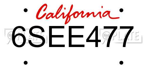 6SEE477 California License Plate