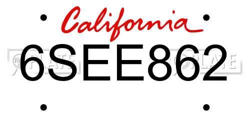 6SEE862 California License Plate