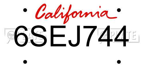 6SEJ744 California License Plate