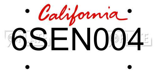 6SEN004 California License Plate