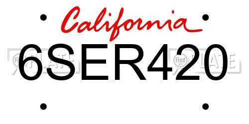 6SER420 California License Plate