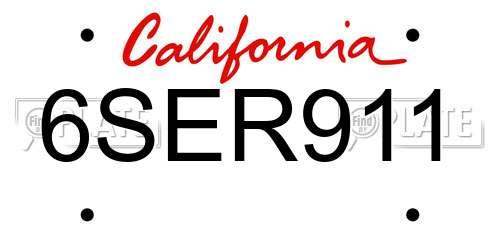 6SER911 California License Plate