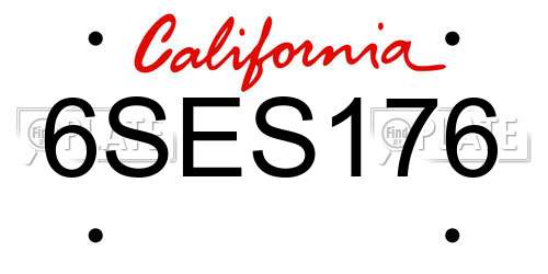 6SES176 California License Plate