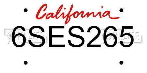 6SES265 California License Plate
