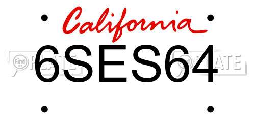6SES64 California License Plate
