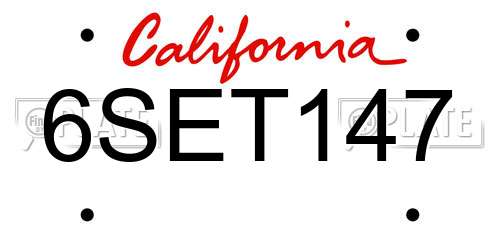 6SET147 California License Plate