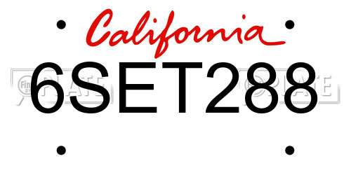 6SET288 California License Plate