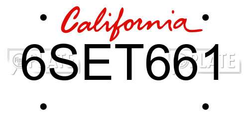 6SET661 California License Plate