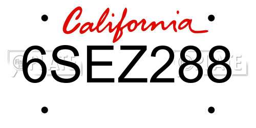 6SEZ288 California License Plate