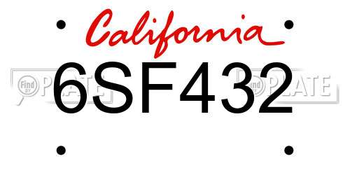 6SF432 California License Plate