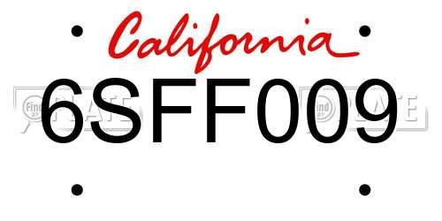 6SFF009 California License Plate